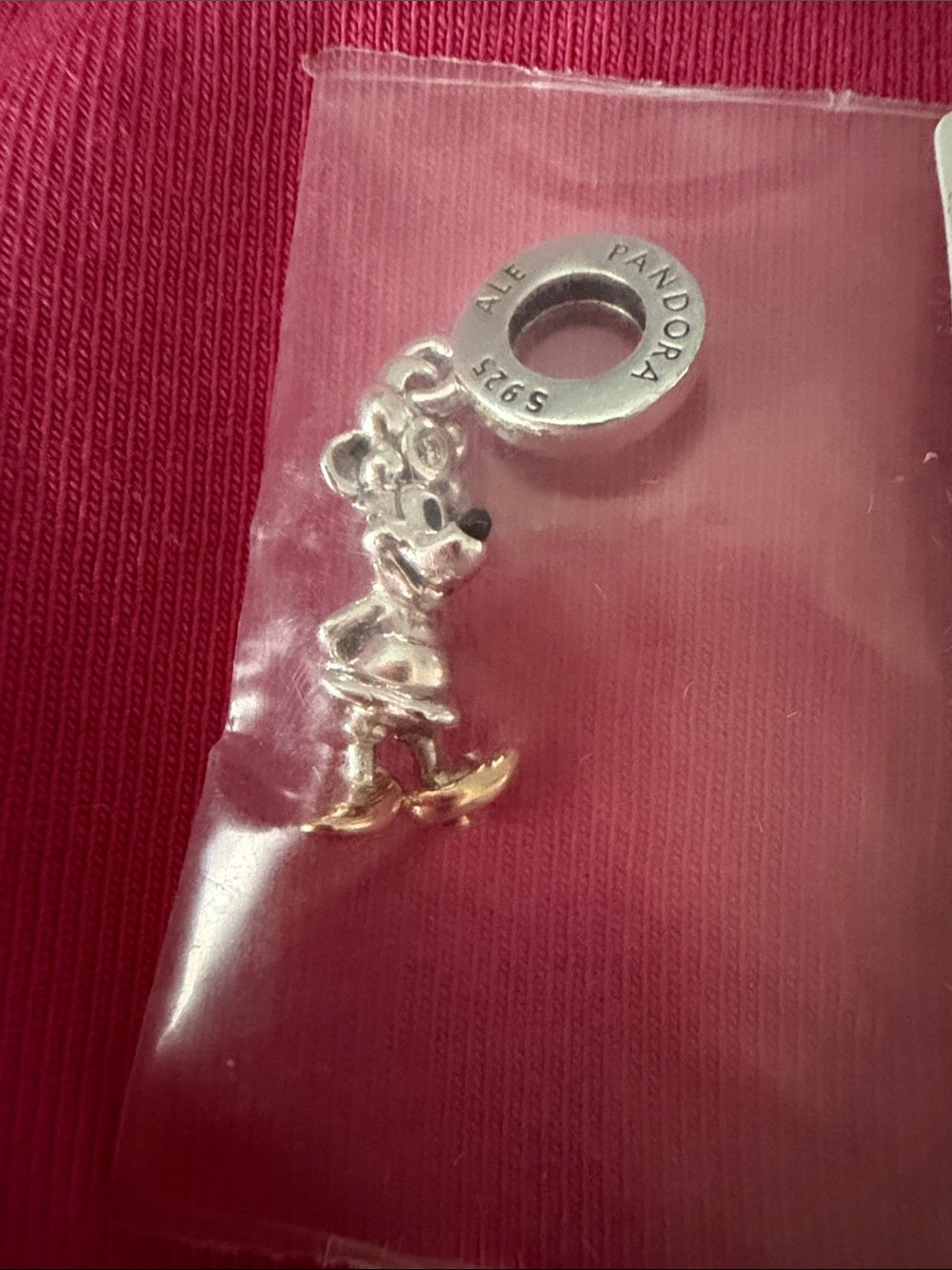 Pandora Silver and Gold Minnie Mouse Dangle Charm from Disney 100 collection